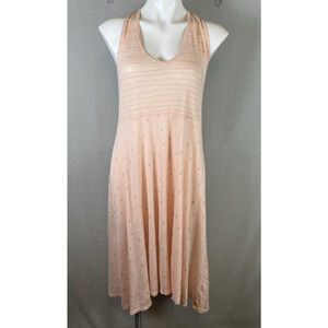 JOHNNY WAS Pete & Greta Peach Pink 100% Linen Midi Dress Size XS Fits Small Boho